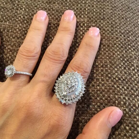 4K Diamonds 14K GOLD ENGAGEMENT STATEMENT RING - Picture 1 of 6